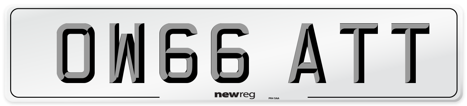 OW66 ATT Number Plate from New Reg